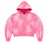 Cross Double Hood Crop Zip Up