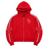 Cross Double Hood Crop Zip Up