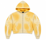 Cross Double Hood Crop Zip Up