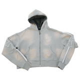 Cross Double Hood Crop Zip Up